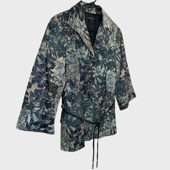Lafayette 148 Helena Brocade Jacquard Blazer Jacket Green & Gold Women's Size 6 - Picture 3 of 13